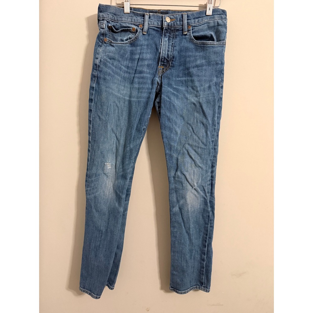 Lucky Brand Denim Jeans Mens 31x30 Blue Medium Wash Distressed Slim Straight